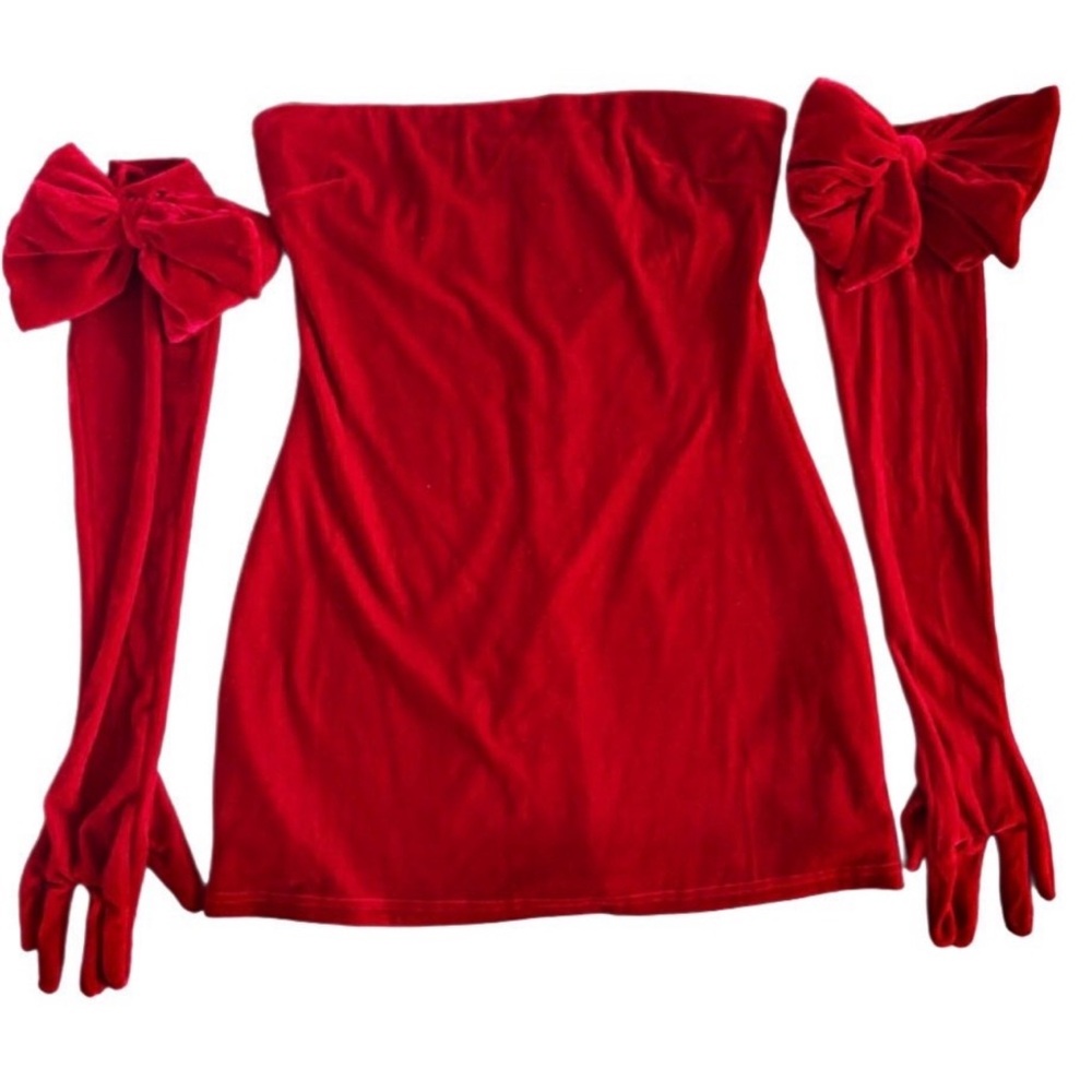 Sugar Thrillz Dolls Kill ‘PRETTY PERFECTION’ Red Velvet Velour Dress NWT XL
